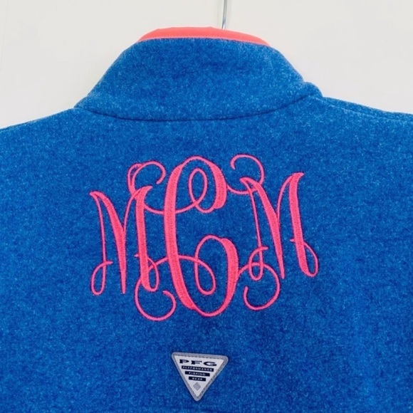 Columbia MCM Monogram Embroidered Fleece Sweater Jacket L - Picture 2 of 13